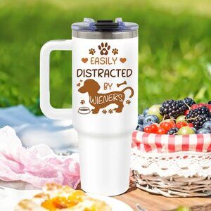 {NEW} Dachshund Dog Lovers Tumbler with Handle and Straw Lid 40oz